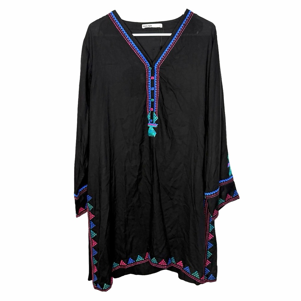 ✨Khaadi Pakistani Embroidered Kaftan Tunic‎ Size 14 Boho Chic✨